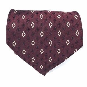 Club Room Burgundy Geometric Elegant Men's Tie 100% Imported Silk Necktie 57"
